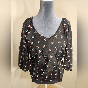 First Love Black Blouse with Colorful Polka Dots